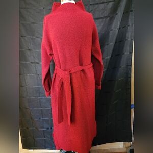 Cozy Red Mock Neck Midi Sweater Dress